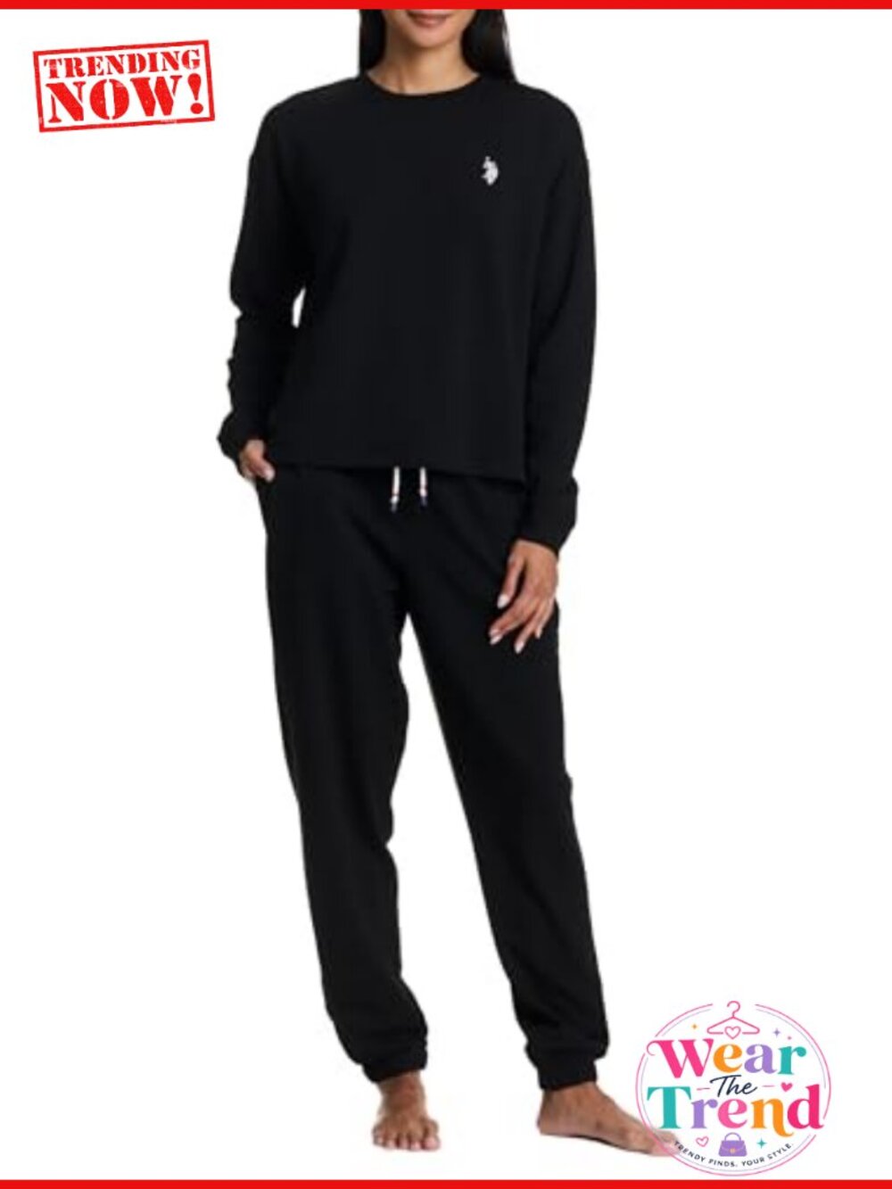 U.S. POLO ASSN. Women's Lounge Set Fleece-Backed Jersey Sweatshirt Jogger Pants